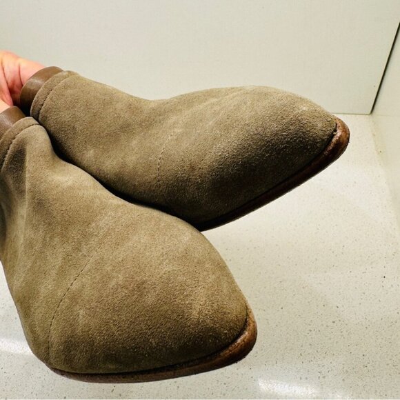 Vince Camuto Jody Bootie Ankle Boots Olive Tan Genuine Leather Sz 9 *Flaw Lining - Picture 9 of 16